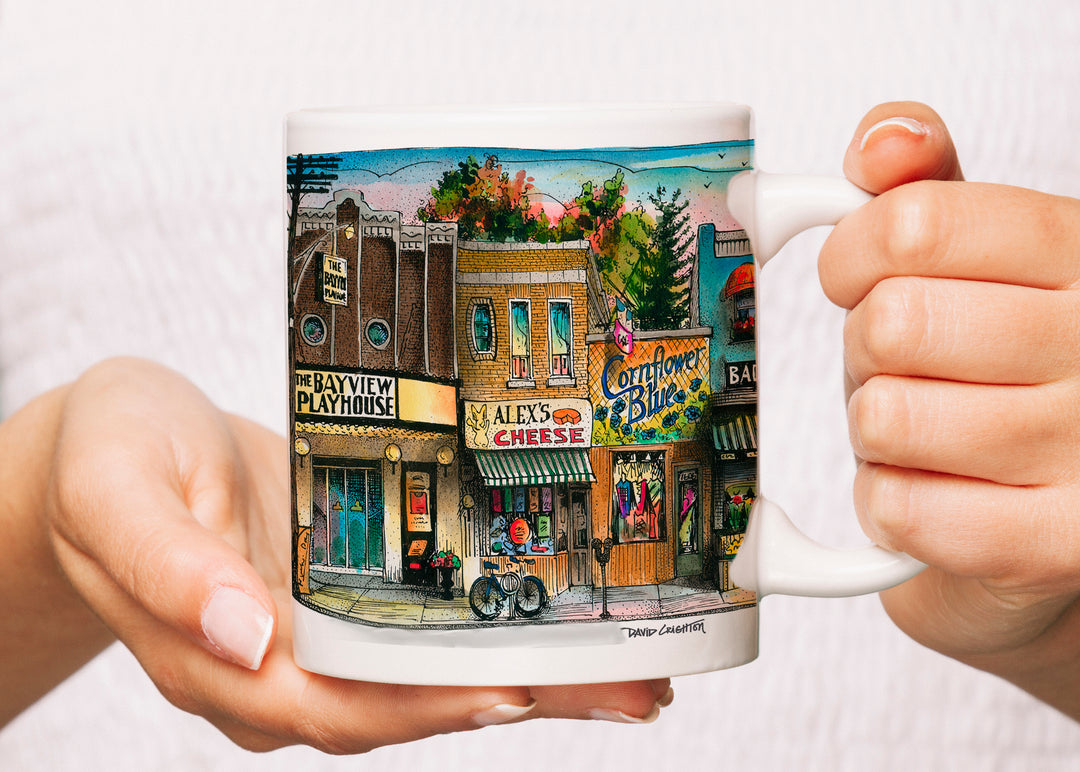 Bayview and Leaside Toronto Coffee Mug with art print by David Crighton