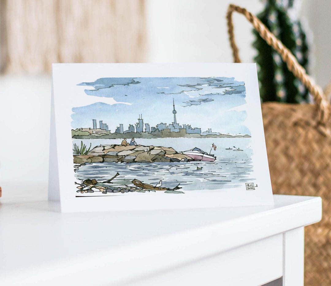 Toronto Skyline from the Island Toronto Greeting Card, Totally Toronto Art