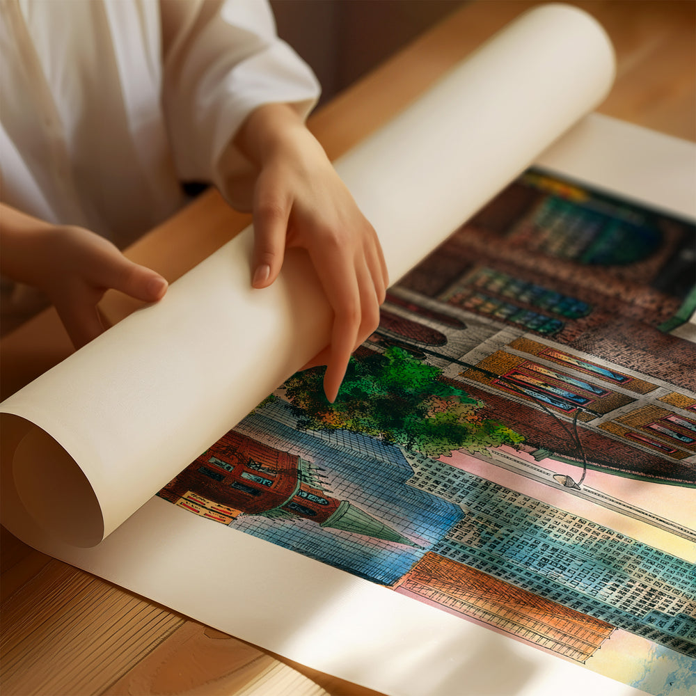 St. Lawrence Market Toronto Art Print getting rolled up for shipping