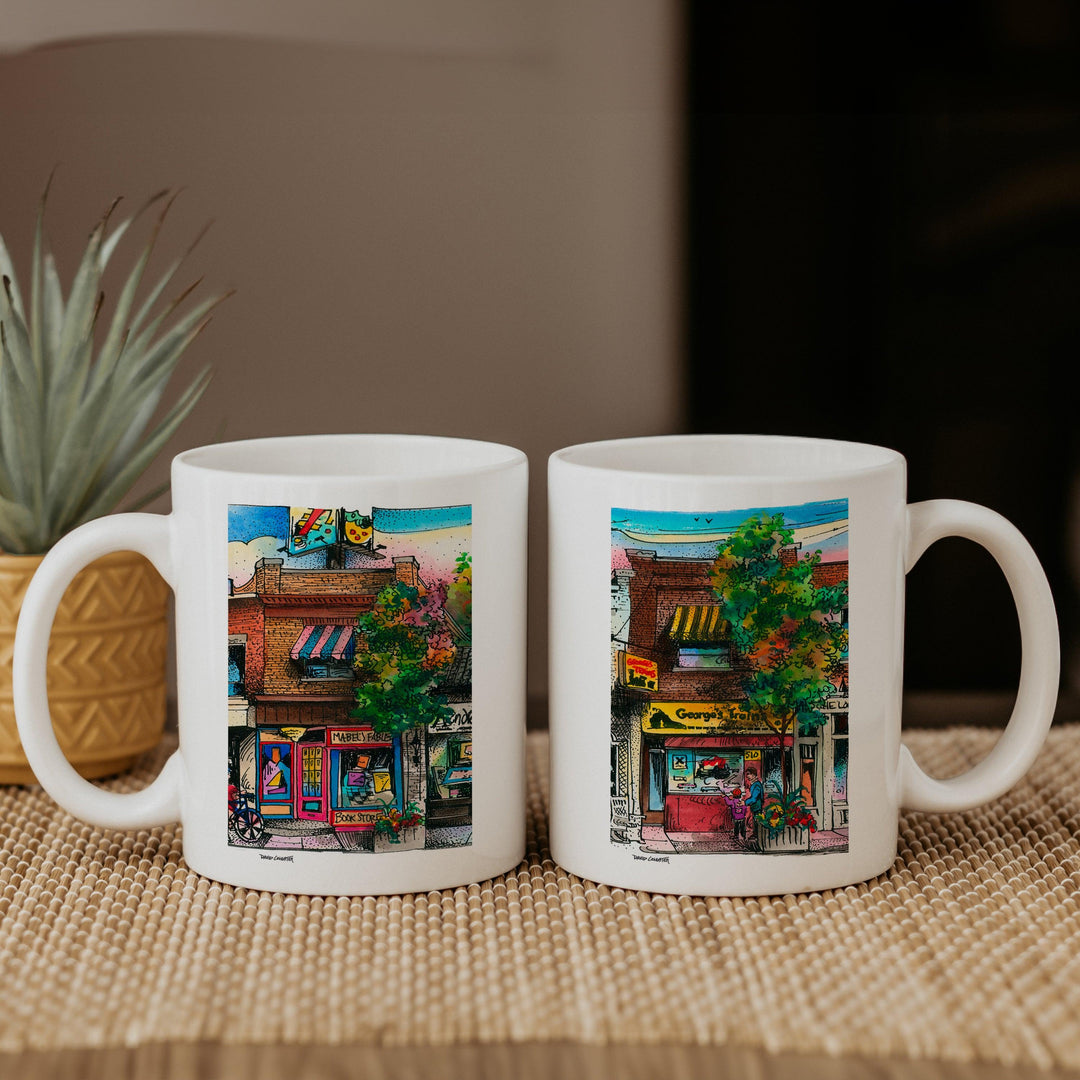 Mable's Fables and George's Trains Coffee Mugs - His and Hers Coffee Set