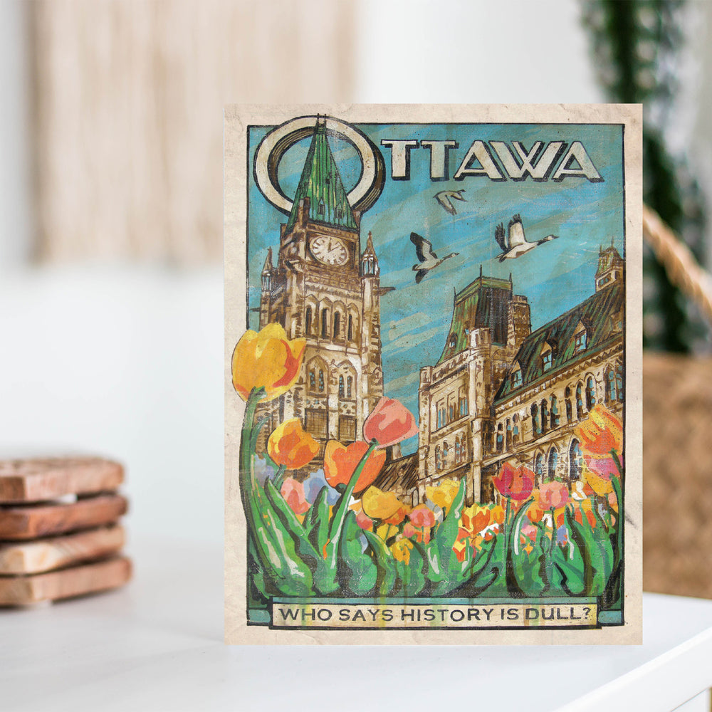 Ottawa Canada Greeting card by Rob Croxford on table with cactus