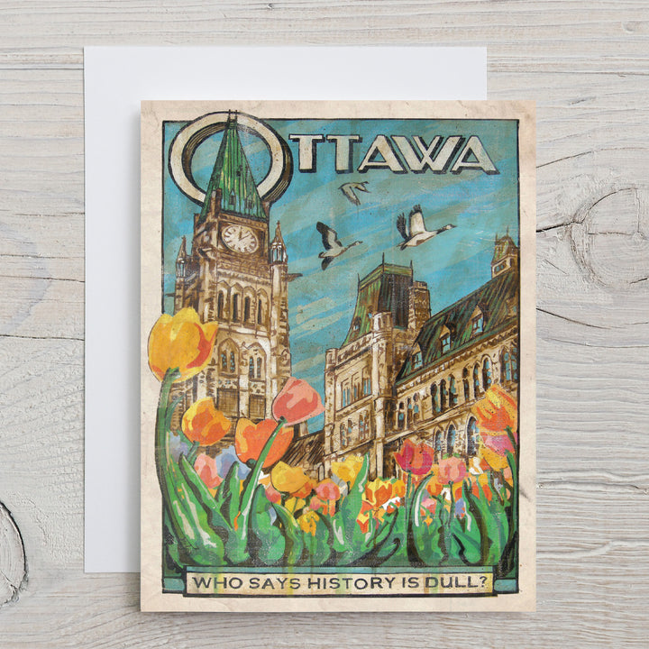 Ottawa Canada Greeting card by Rob Croxford on grey flatlay