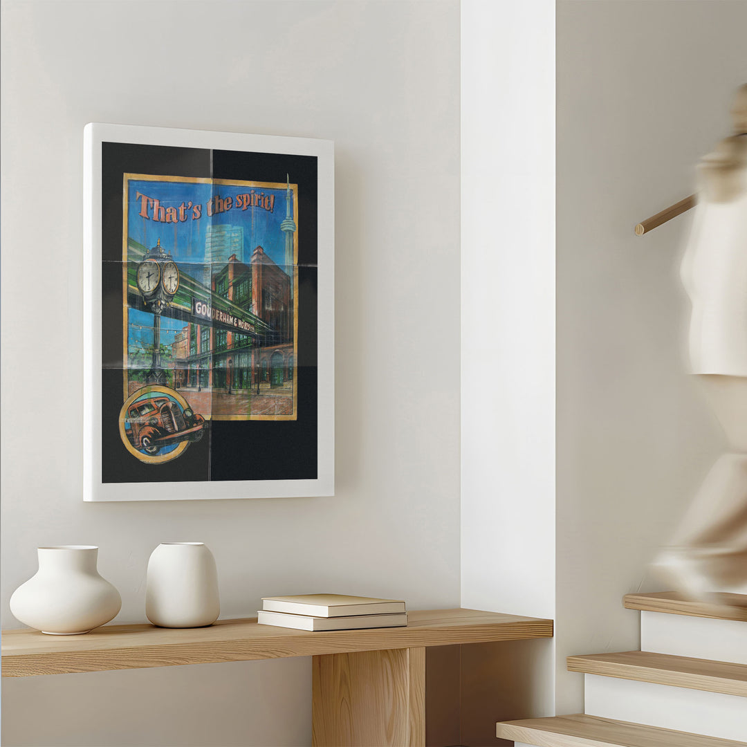 Distillery Poster by Rob Croxford canvas wrap by the stairs