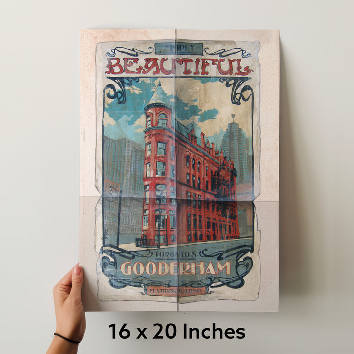 Flatiron Gooderham Toronto Poster in a large format held up by hand
