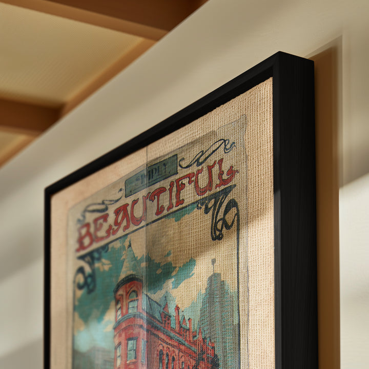 Flatiron Gooderham Building Toronto Close up of Black Canvas Framed Art Print