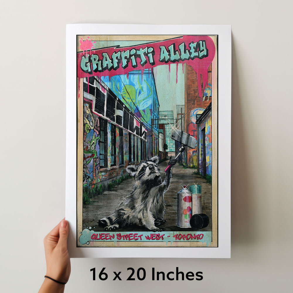 Graffiti Alley Toronto Racoon Poster to scale of 16 X 20