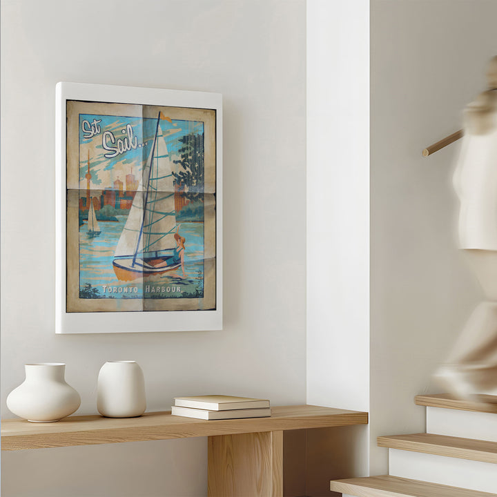 Set Sail Canvas Wrapped in hallway before stairs