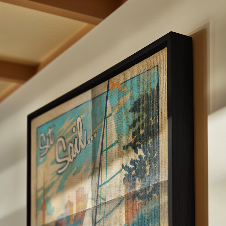 Set Sail Close up of Black Canvas Framed Art Print