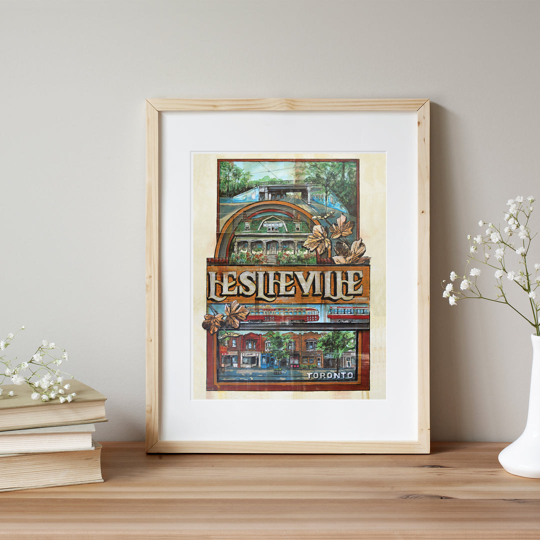 Leslieville Toronto Poster by Rob Croxford in spring frame