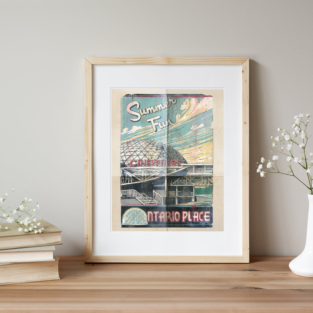 Ontario Place Toronto Poster by Rob Croxford in a spring frame