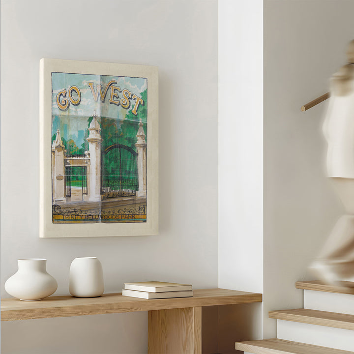 Trinity Bellwoods Go West Toronto Canvas Wrapped in hallway before stairs