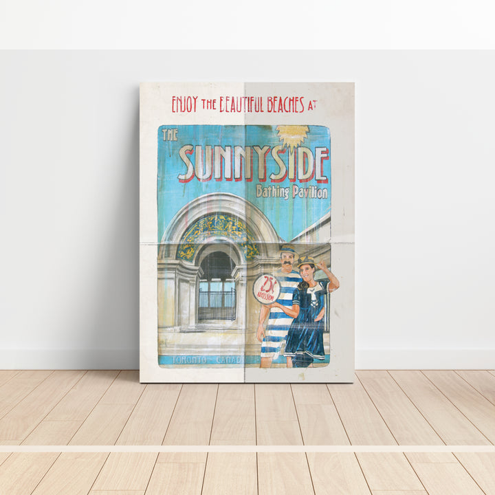 Sunnyside Canvas Wrapped Poster leaning against a wall