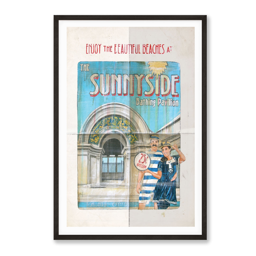 Sunnyside Toronto Framed in Black on a white wall