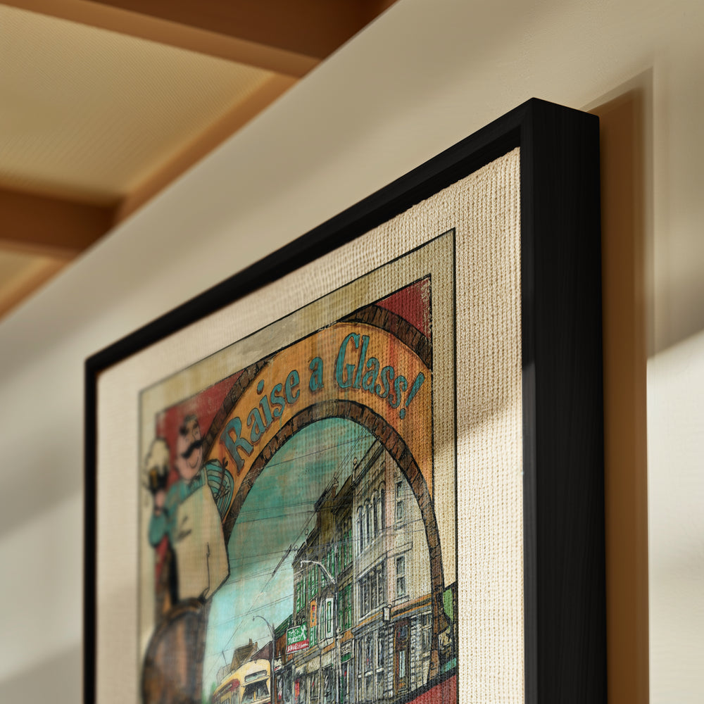 The Junction Toronto  Close up of Black Canvas Framed Art Print