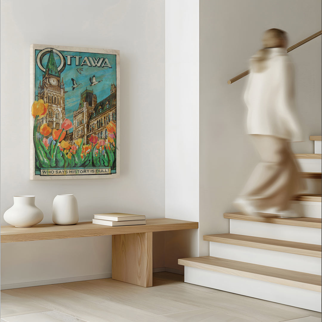 Ottawa Spring Parliament Canvas Wrapped in hallway before stairs