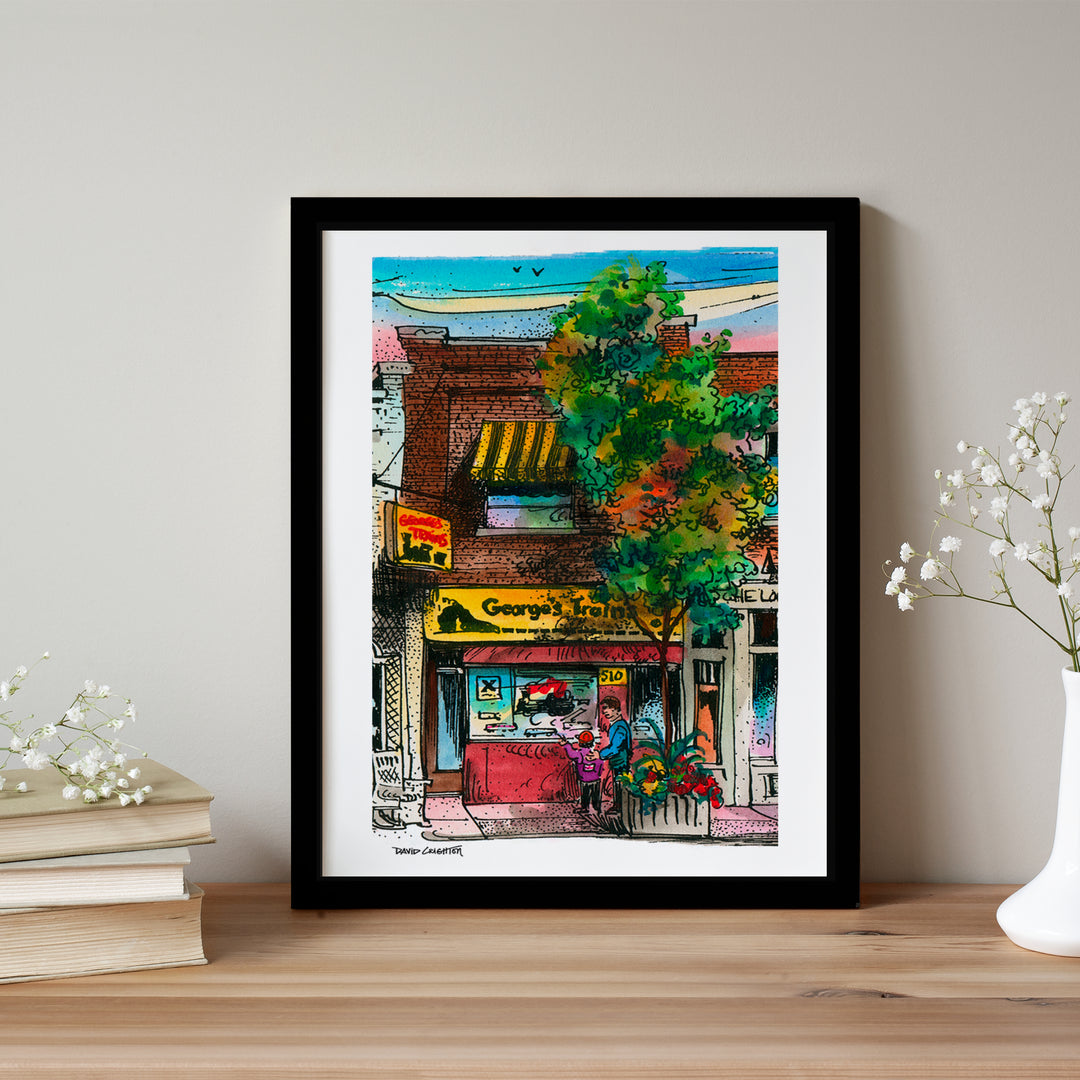 George's Trains Glass framed Poster