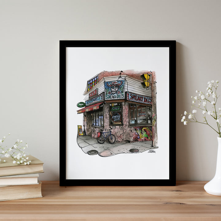 Sneaky Dees Glass Framed Poster