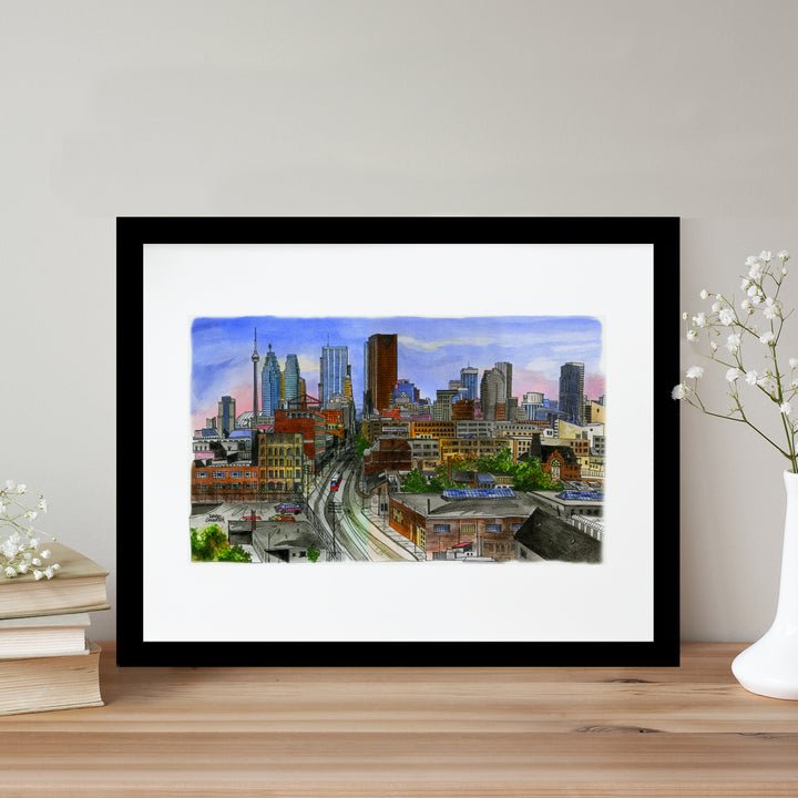 Skyline Looking West Glass Framed Poster