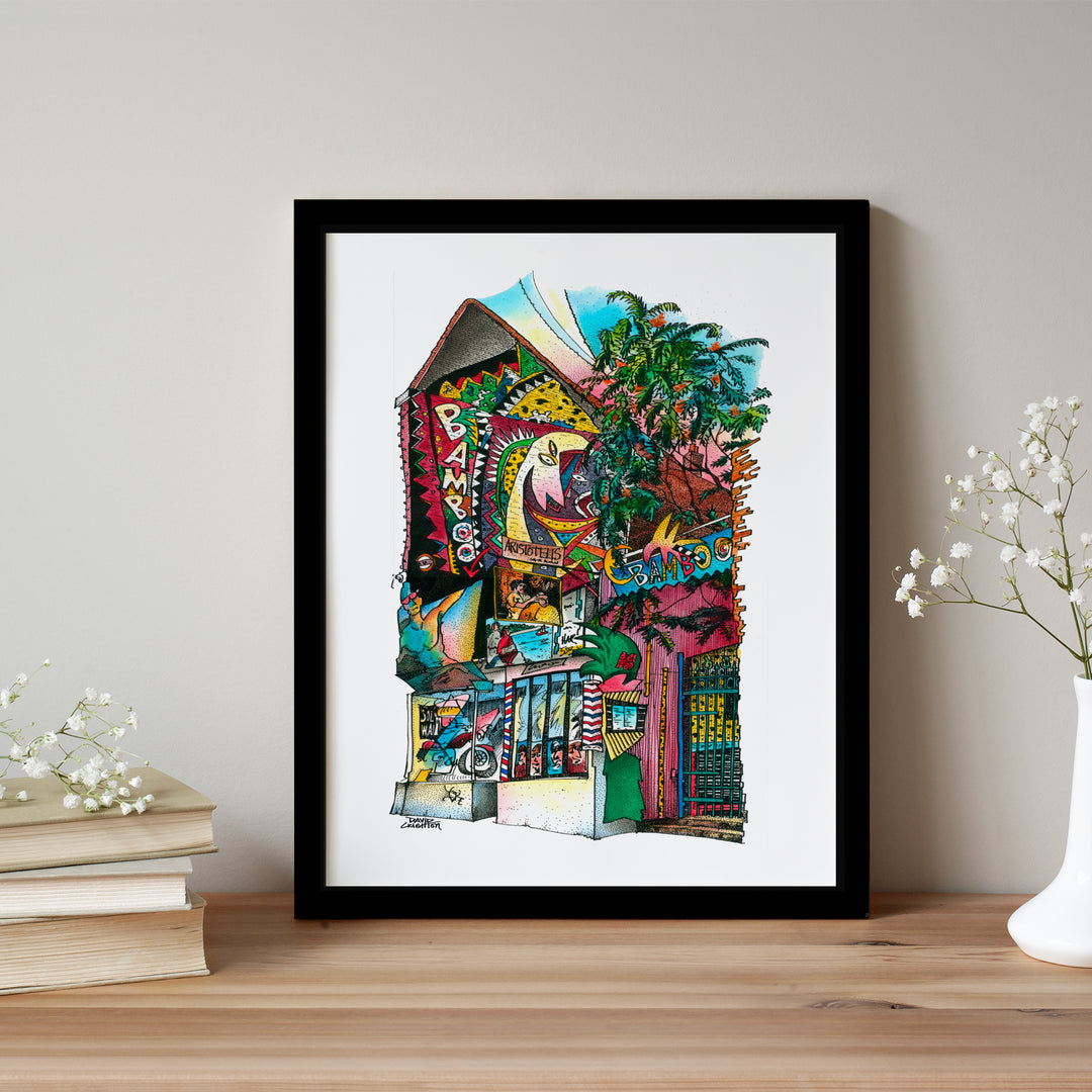 The Bamboo Club Glass Framed Poster