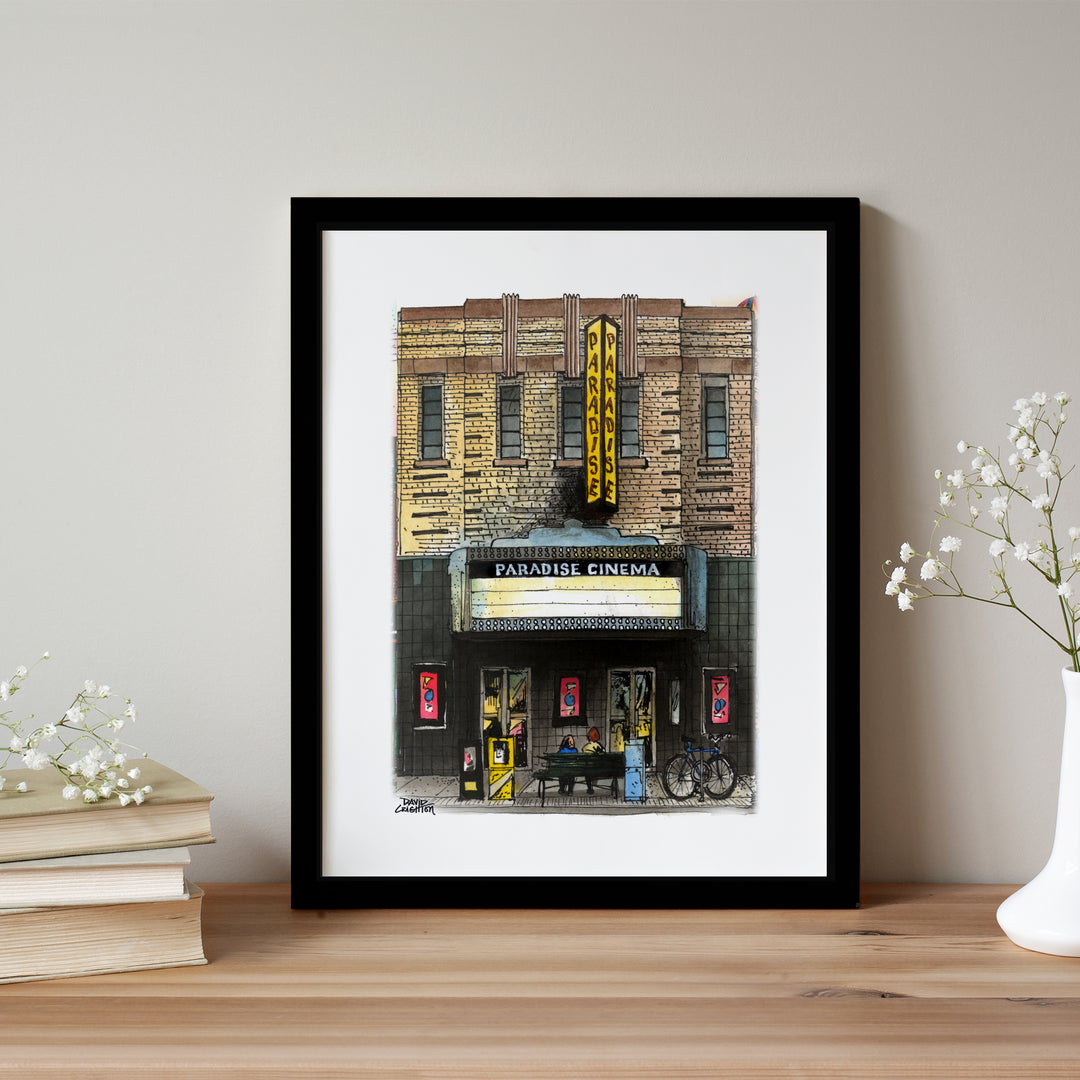 Paradise Cinema Glass Framed Poster
