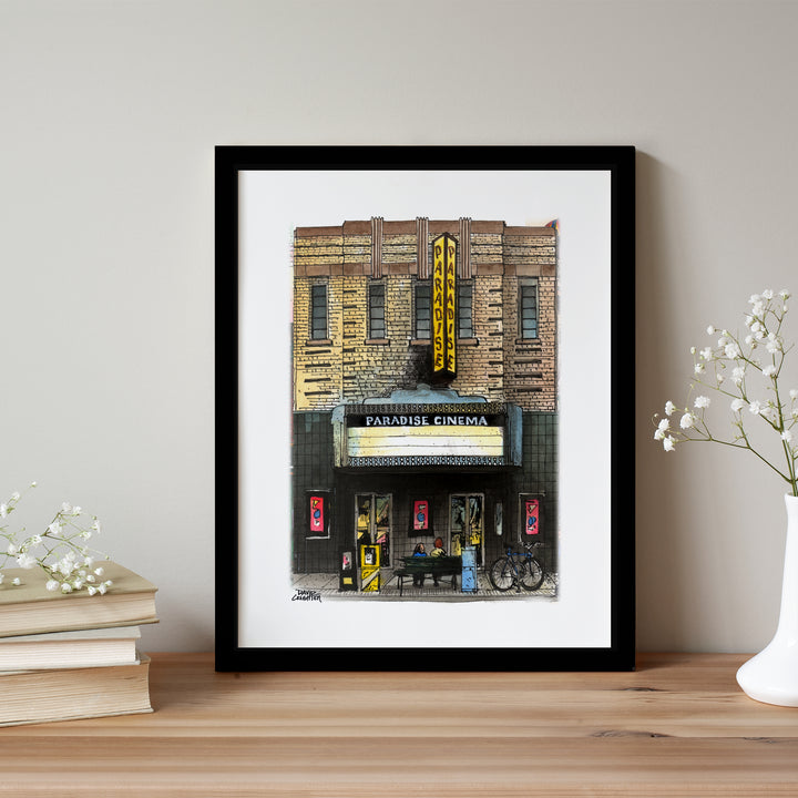 Paradise Cinema Glass Framed Poster
