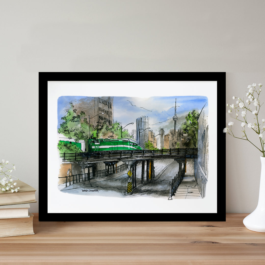 Go Train Glass Framed Poster