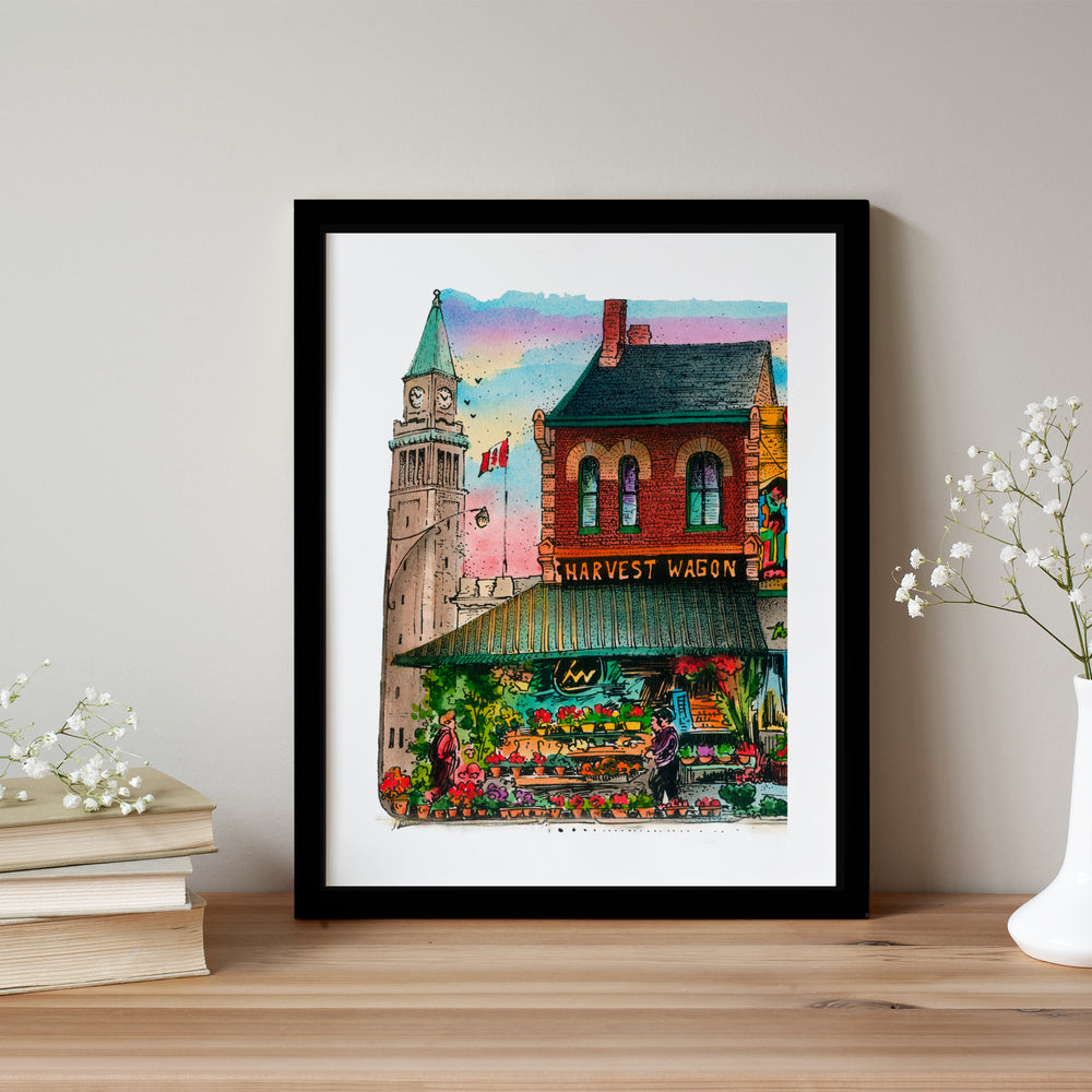 Harvest Wagon with CP Liquor Store Toronto Poster Glass Framed 