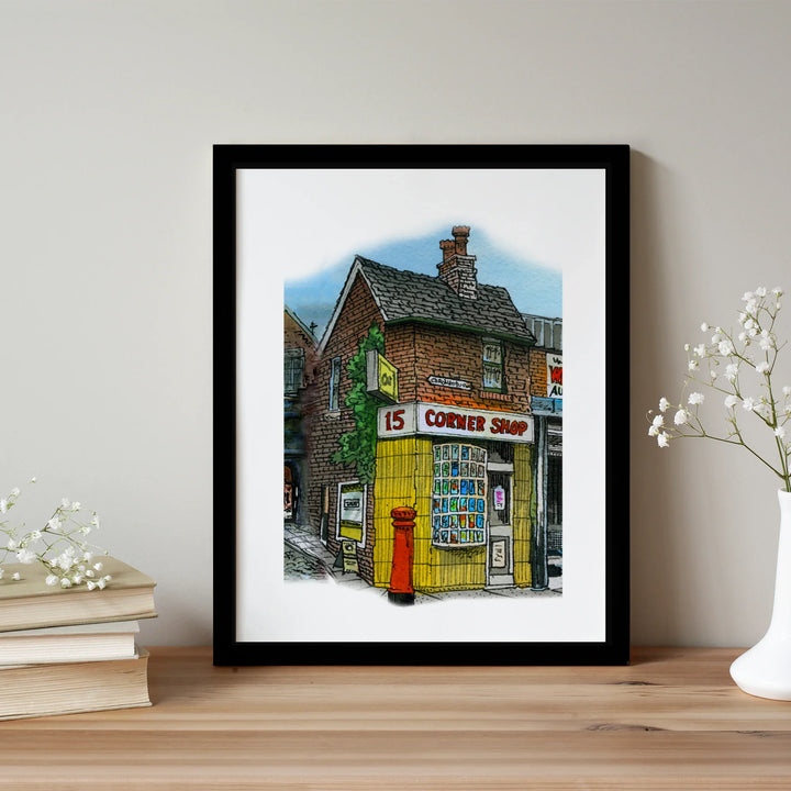 05_398-Corner_Shop-Glass_Framed - Totally Toronto Art Inc. 
