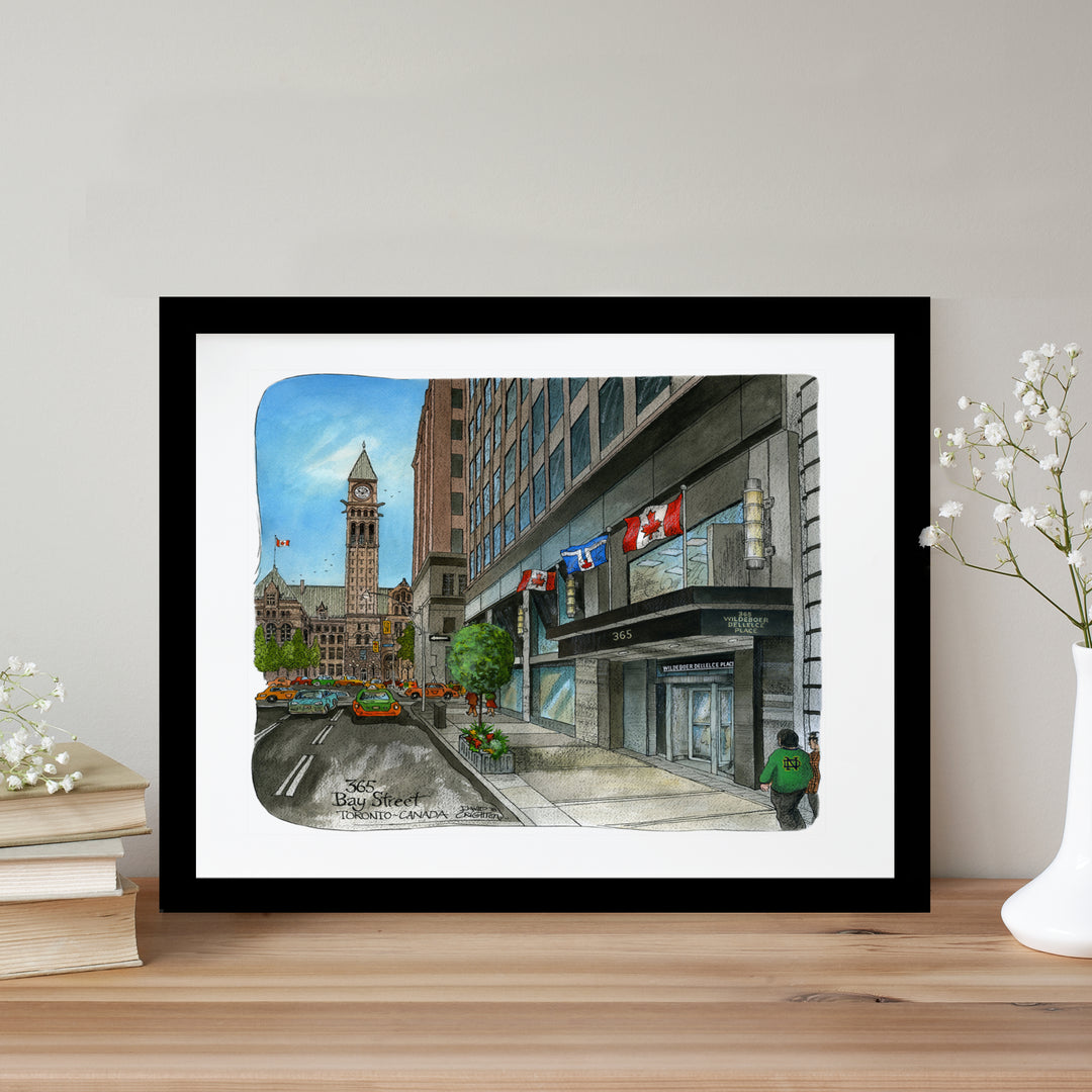 Old City Hall at Bay Glass Framed Poster