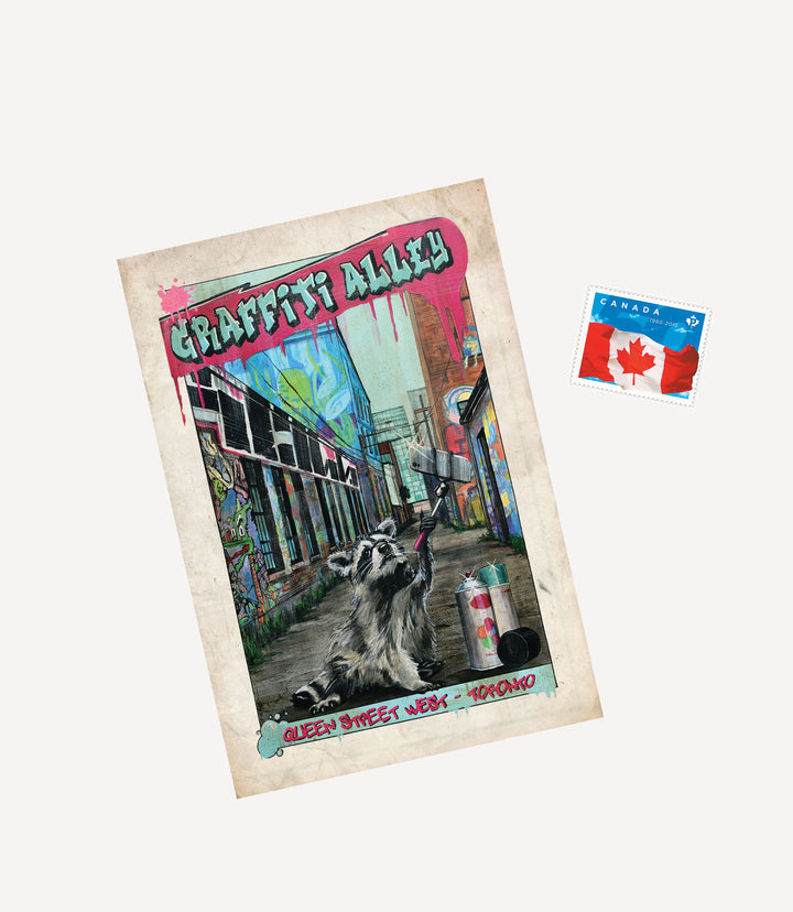 Graffiti Alley Postcard with Stamp