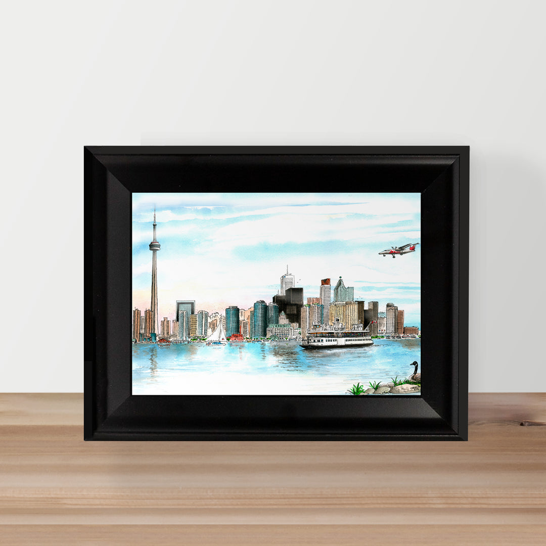 Toronto Skyline Postcard in a glass frame