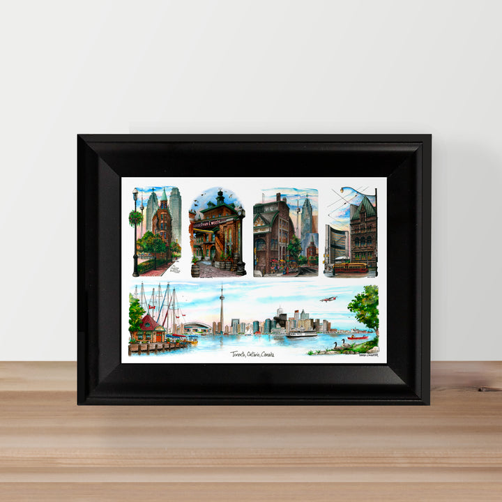 Historic Landmarks of Toronto Postcard in Glass Frame
