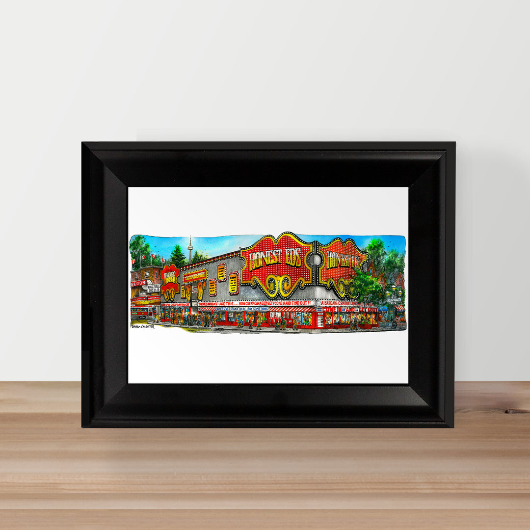 Honest Eds Toronto Postcard in Glass Frame