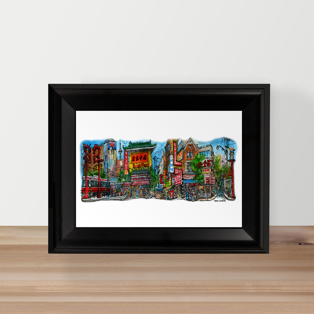 Chinatown Toronto Postcard in Glass Frame