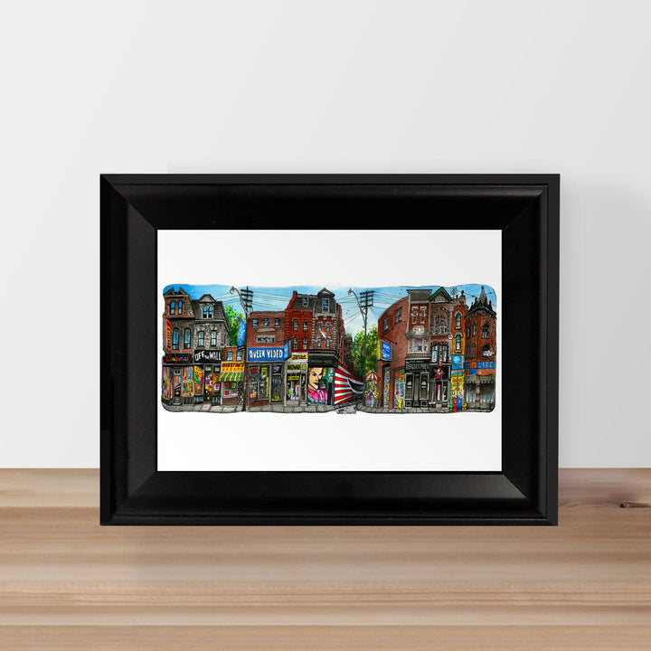 Queen Street West Toronto Postcard in Glass Frame