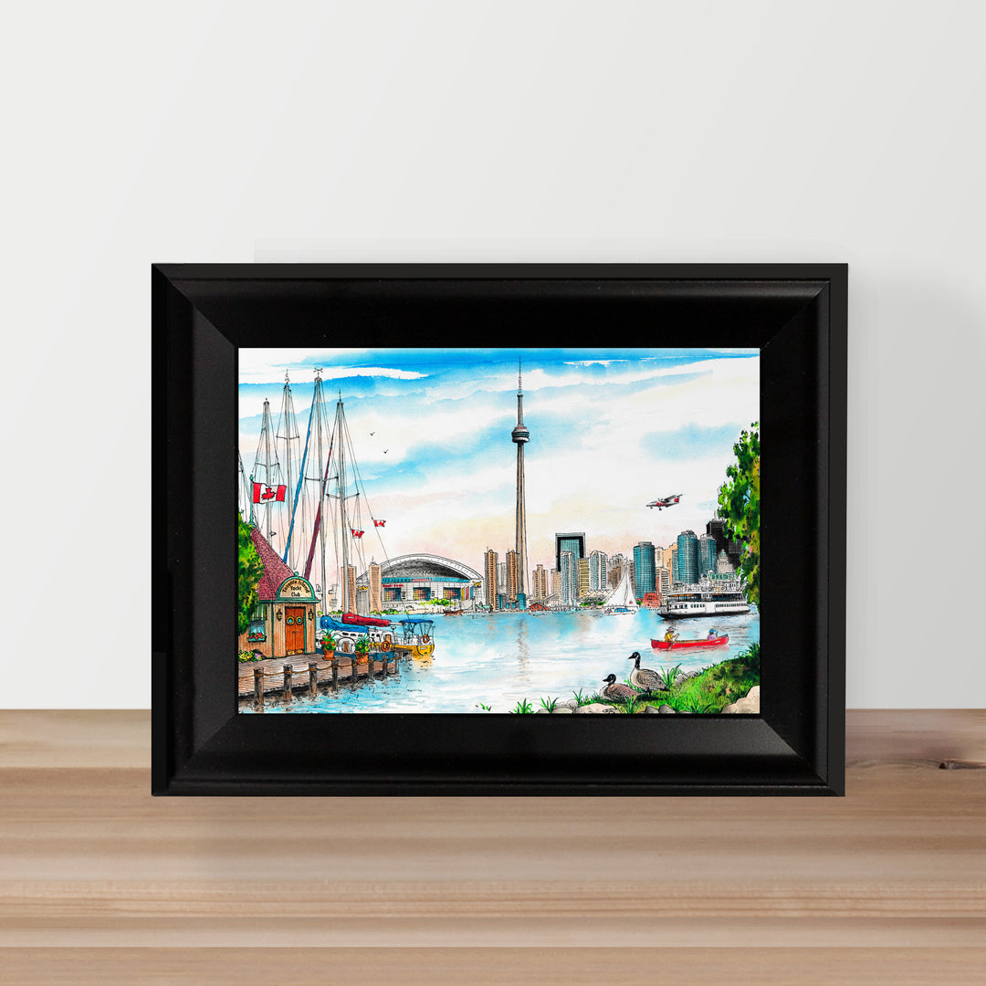Toronto Island Skyline Postcard in Glass Frame