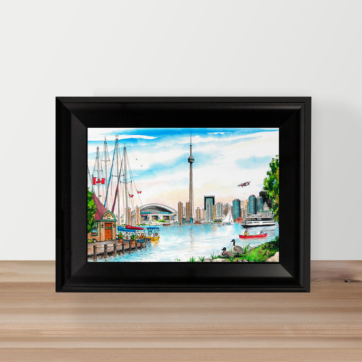 Toronto Island Skyline Postcard in Glass Frame