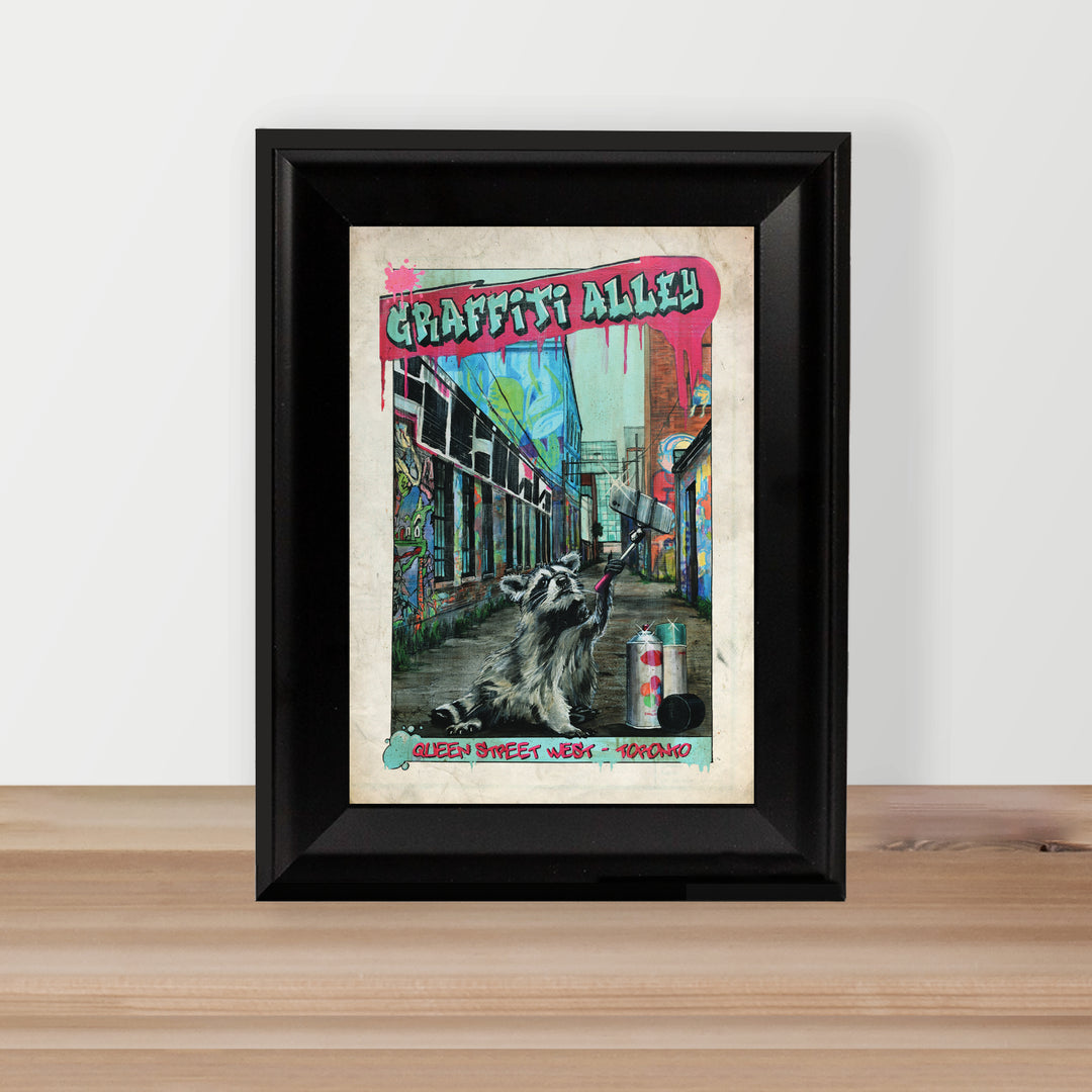 Graffiti Alley Postcard in Glass Frame