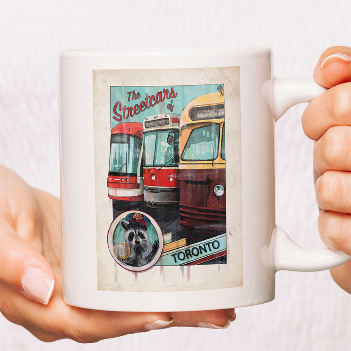 Raccoon Streetcar Toronto Coffee Mug by Rob Croxford