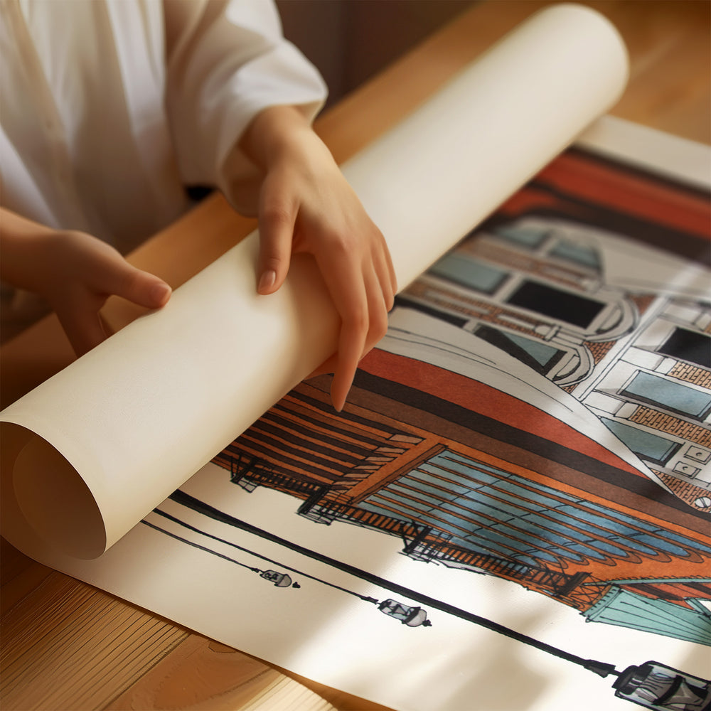 Getting a Flatiron Building Mural Art Print ready to for shipping in Toronto
