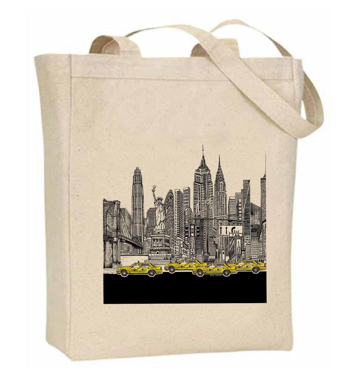 Brooklyn Bridge Canvas Tote Bag featuring the artwork of Katie Clement