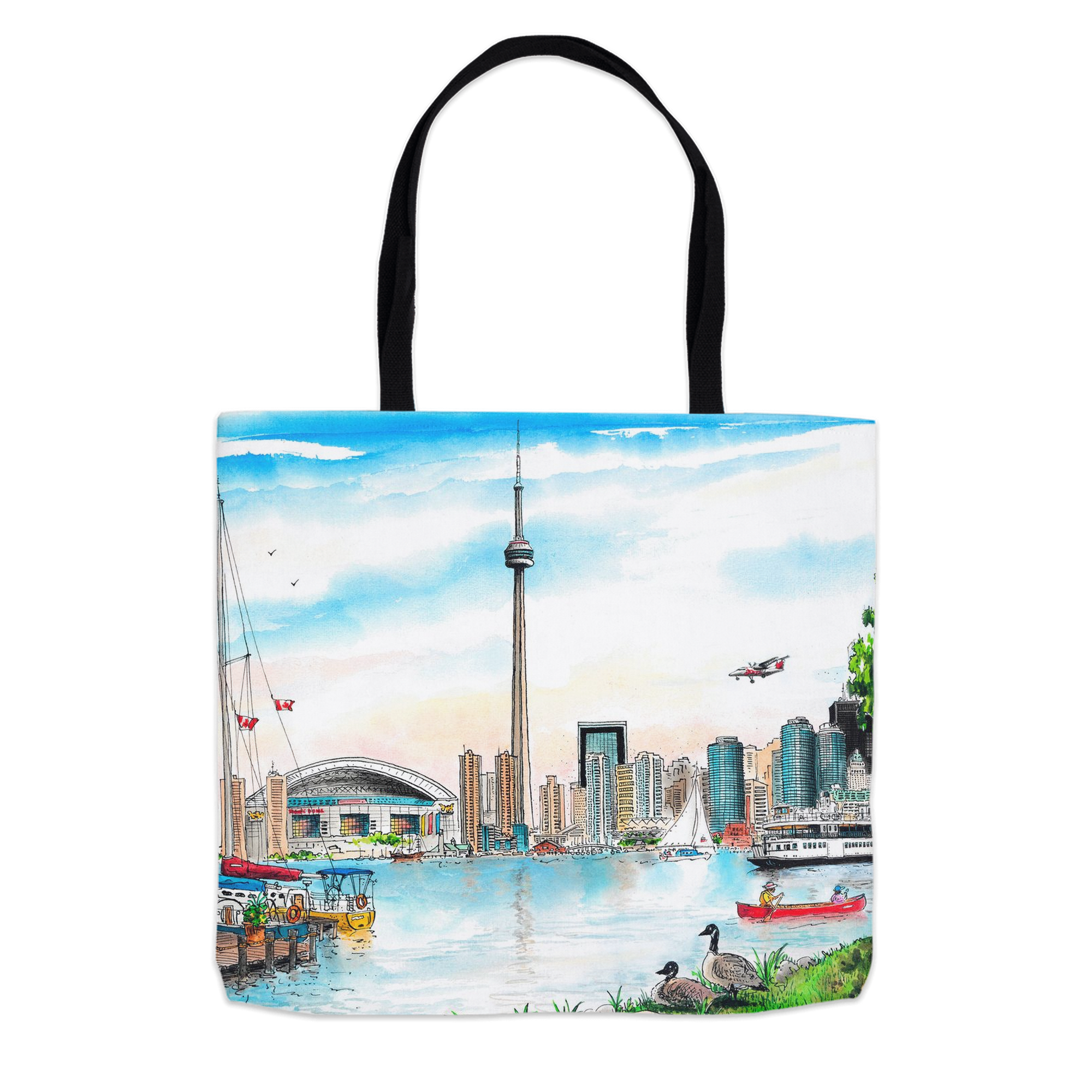 Toronto Island Skyline Tote Bags