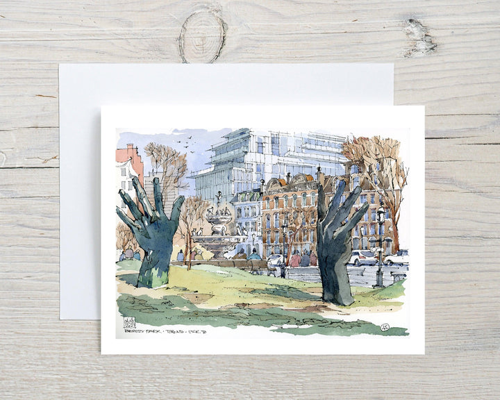 Hands Berczy Park  Greeting Card Grey Flatlay on a white wood Desk