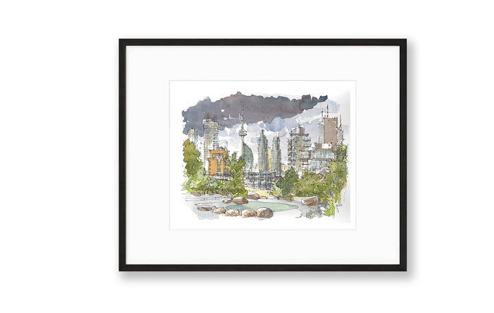 Black Framed Stormy Toronto Skyline Poster