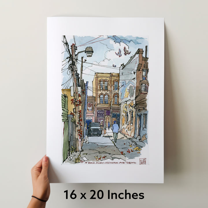 Ossington Back Alley Toronto Poster with measurements 16X20