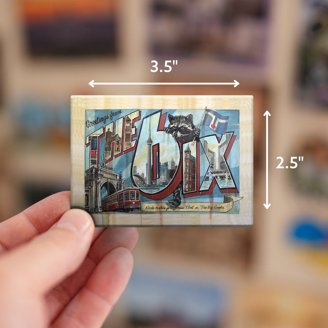 The Six Toronto Souvenir fridge Magnet measured to scale