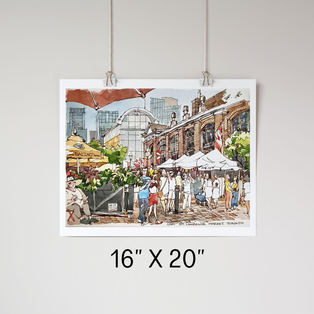 Market Street Toronto Poster being hung up by clips 16X20''