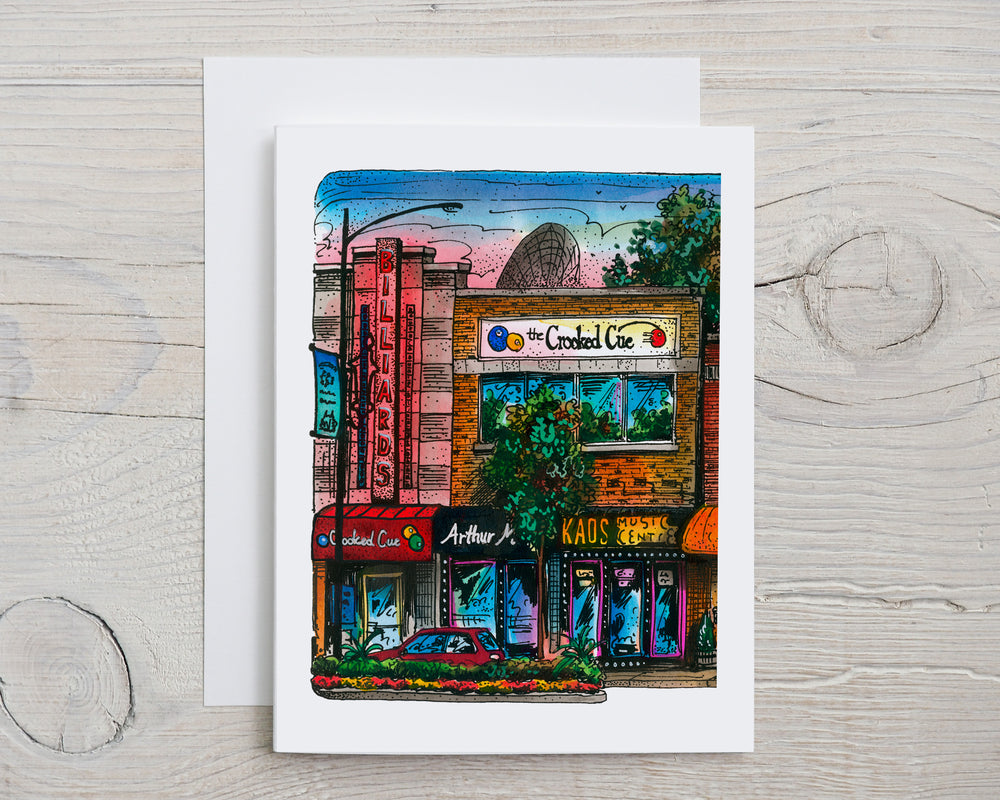 Toronto Greeting card featuring The Crocked Cue Pool Hall in Etobicoke