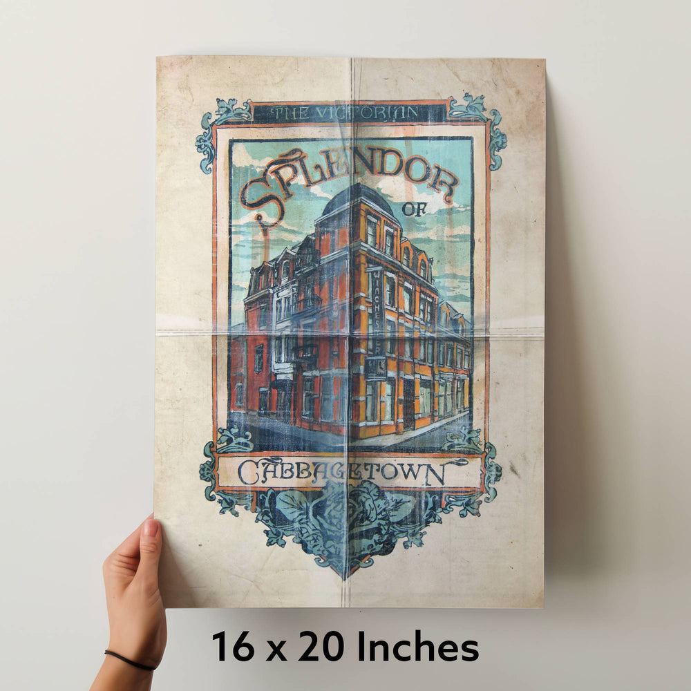 Cabbagetown Toronto Art Print with hand to scale, 16x20''