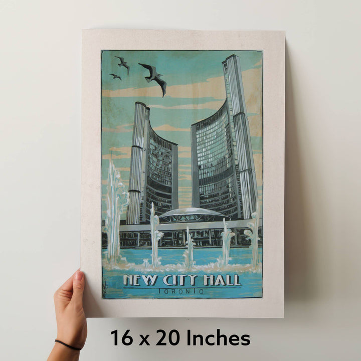 Toronto City Hall Poster in a large format held up by hand